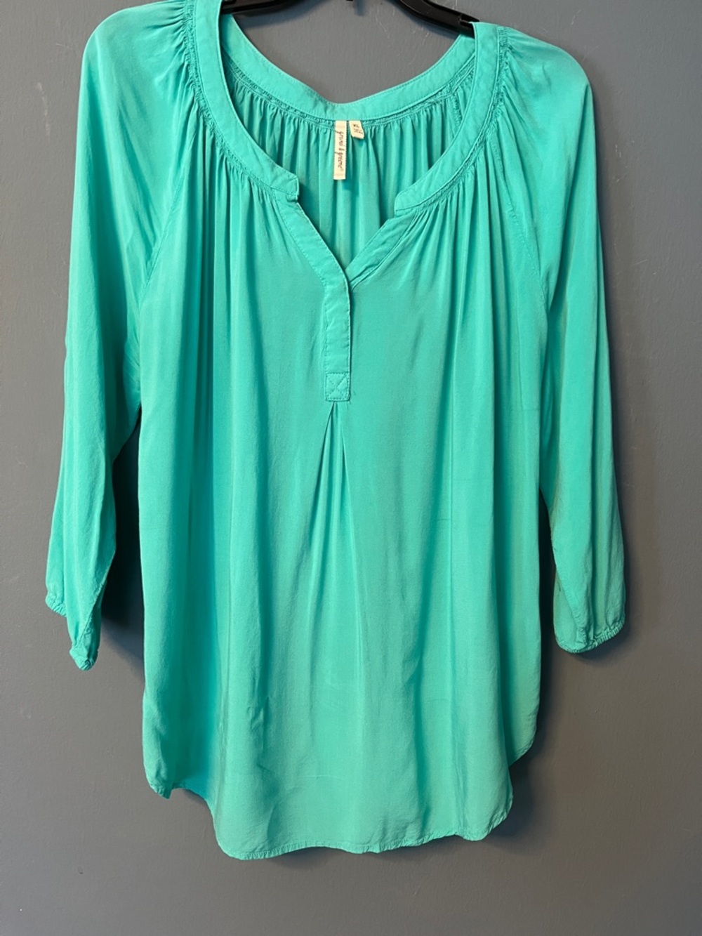 grand & greene Teal Peasant Blouse
